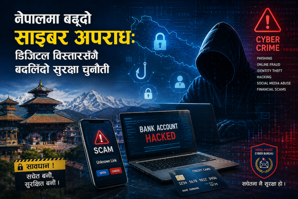 नेपालमा बढ्दो साइबर अपराध: डिजिटल विस्तारसँगै बदलिँदो सुरक्षा चुनौती